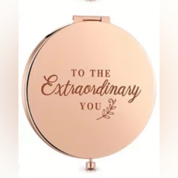 Compact Rhinestone Mirror With Inscription - Picture 2 of 3